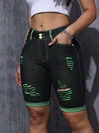 Amazon 2025 határokon átnyúló európai és amerikai stílusú farmerlyukú nadrág, nyári vékony, középderekú, vékony, rugalmas, feszes nadrág nőknek