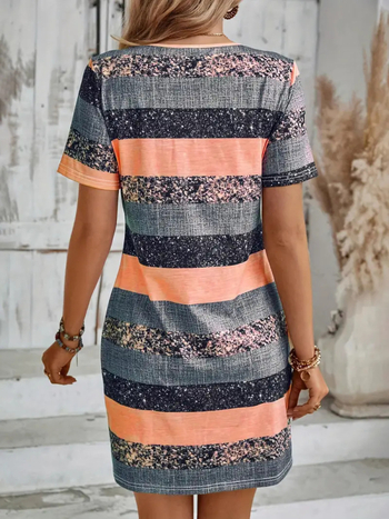 Άνοιξη και Καλοκαίρι 2025 Νέα Ευρωπαϊκή και Αμερικανική Amazon temu Explosions Home Νυχτικό Φόρεμα με Στρογγυλή Λαιμόκοψη Casual Printed Γυναικεία Ρούχα