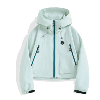 Κοντό μπουφάν με κουκούλα για γυναίκες, φθινοπωρινό νέο στυλ Trench Coat, μοντέρνο αθλητικό casual εξωτερικό ζεστό αντιανεμικό μπουφάν