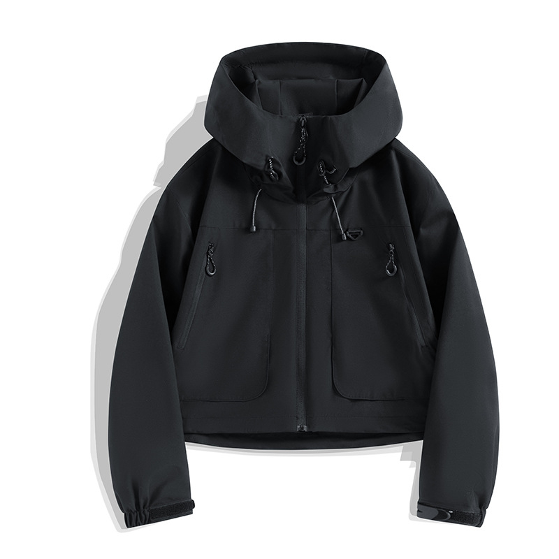 Rövid, kapucnis női dzseki, őszi új stílusú ballonkabát, divatos, sport, hétköznapi, kültéri, meleg, szélálló dzseki