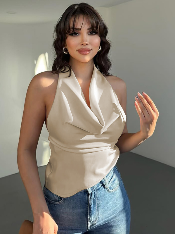 Európai és amerikai határokon átnyúló női ruházat 2025 nyári új divat Spice Girls szexi hát nélküli, egyszínű, karcsúsított, fűzős csőfelső trendi