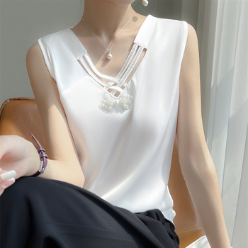 Νέο Κινέζικο Κοστούμι σε Εθνικό Στυλ Σατέν 24 Άνοιξη και Καλοκαίρι Νέα Βάση με V λαιμόκοψη για μεγάλα μεγέθη.