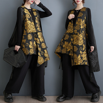 8113 Tavaszi új divatos ujjatlan, nehéz jacquard színben illő, sokoldalú, karcsúsító megjelenésű, egyrészes mellény, mellénykabát