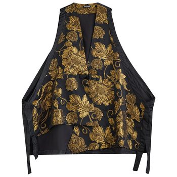 8113 Tavaszi új divatos ujjatlan, nehéz jacquard színben illő, sokoldalú, karcsúsító megjelenésű, egyrészes mellény, mellénykabát