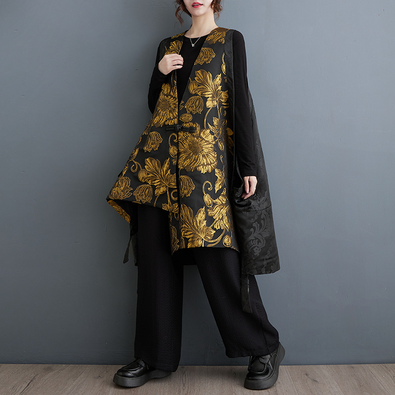 8113 Tavaszi új divatos ujjatlan, nehéz jacquard színben illő, sokoldalú, karcsúsító megjelenésű, egyrészes mellény, mellénykabát