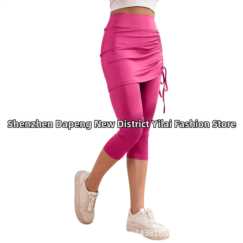 2025-ös európai és amerikai határokon átnyúló export új női magas derekú nyári tiszta színű, karcsúsított, rakott, rövidített nadrág