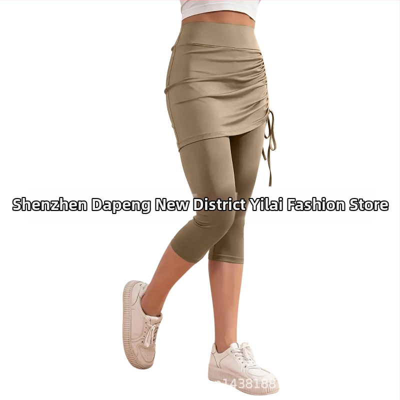 2025-ös európai és amerikai határokon átnyúló export új női magas derekú nyári tiszta színű, karcsúsított, rakott, rövidített nadrág