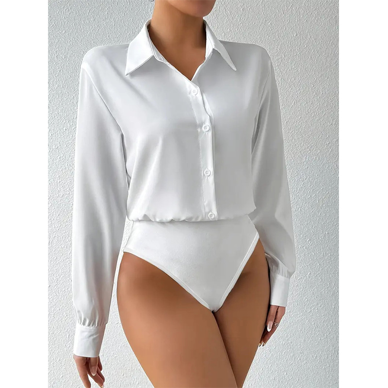 Európai és amerikai népszerű női ruházat, karcsú, hosszú ujjú, gombos felsők hajtókával, utcai sokoldalú alsó pólók nagykereskedelemben