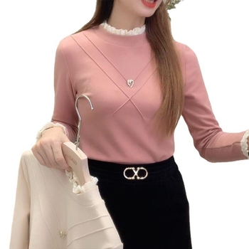 Μια γενιά από δαντελένιο, διπλής όψης βελούδινο πουκάμισο με μισό ψηλό γιακά, παχύ, νέο χειμωνιάτικο λεπτό μπουφάν plus size χονδρικής