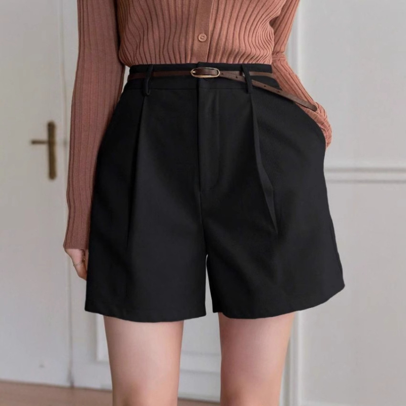 2025 m. tarpvalstybinės „Amazon“ vasarinės laisvos plonos aukšto juosmens plačios kelnės, mažos tiesios laisvalaikio kelnės, kostiuminės kelnės