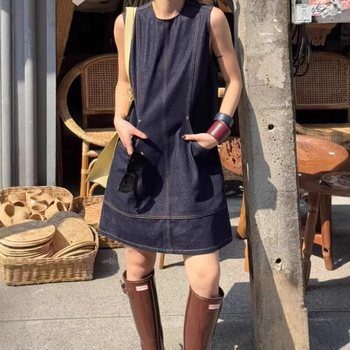 Ευρωπαϊκό 2025 νωρίς την άνοιξη Νέο κορεατικό στυλ στρογγυλής λαιμόκοψης χαλαρό γιλέκο αδυνατίσματος που καλύπτει τη μέση για γυναίκες με τζιν