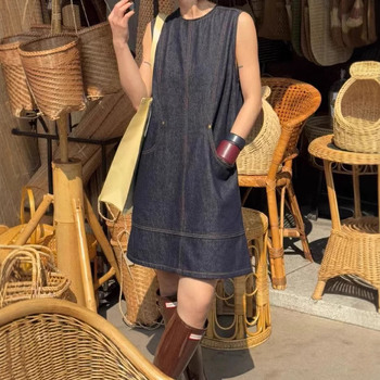 Ευρωπαϊκό 2025 νωρίς την άνοιξη Νέο κορεατικό στυλ στρογγυλής λαιμόκοψης χαλαρό γιλέκο αδυνατίσματος που καλύπτει τη μέση για γυναίκες με τζιν