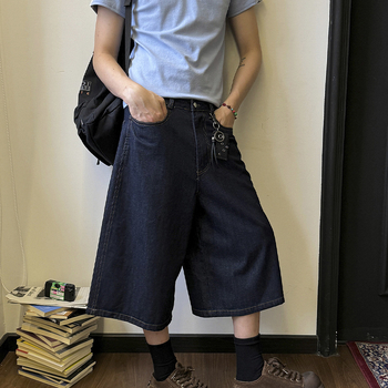 Határokon átnyúló exkluzív nyári divatos márka színes betűmintás rövidnadrág férfi egyenes szabású lezser laza farmer rövidnadrág divatos