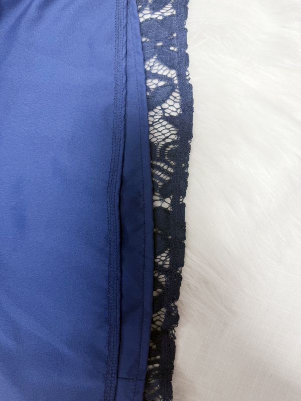 Amazon határokon átnyúló elegáns sötétkék kontrasztos csipke középhosszú szoknya női háromnegyedes ujjú csipke ruha