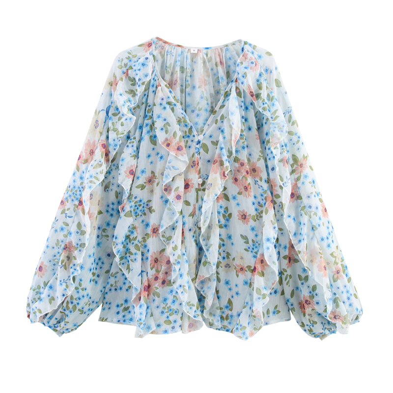 Amazoni piiriülene Euroopa ja Ameerika rõivaste eksport 2025. aasta kevadel - uus mitmevärviline lihtne kihiline dekoratiivne šifoonist särk