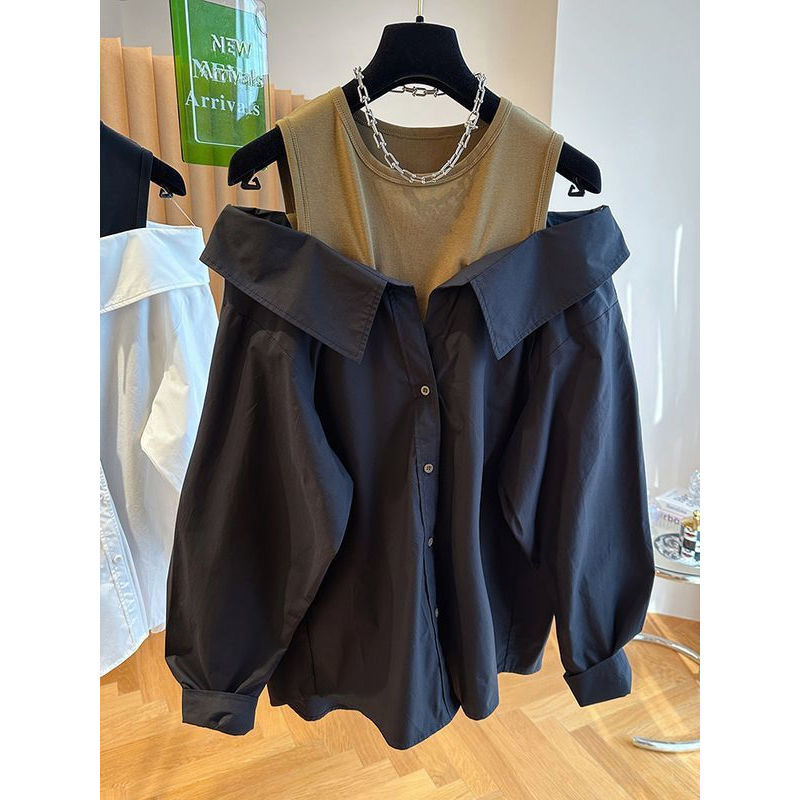 2025-ös szezonon kívüli új, váll nélküli női felsők, karcsúsító, laza és testet takaró mellények, varrott hosszú ujjú, friss és édes felsők