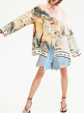 Női 2025-ös új, határokon átnyúló, exportált, nyomtatott, hosszú ujjú, divatos, tengerparti, napvédő, menő nyaralófelső