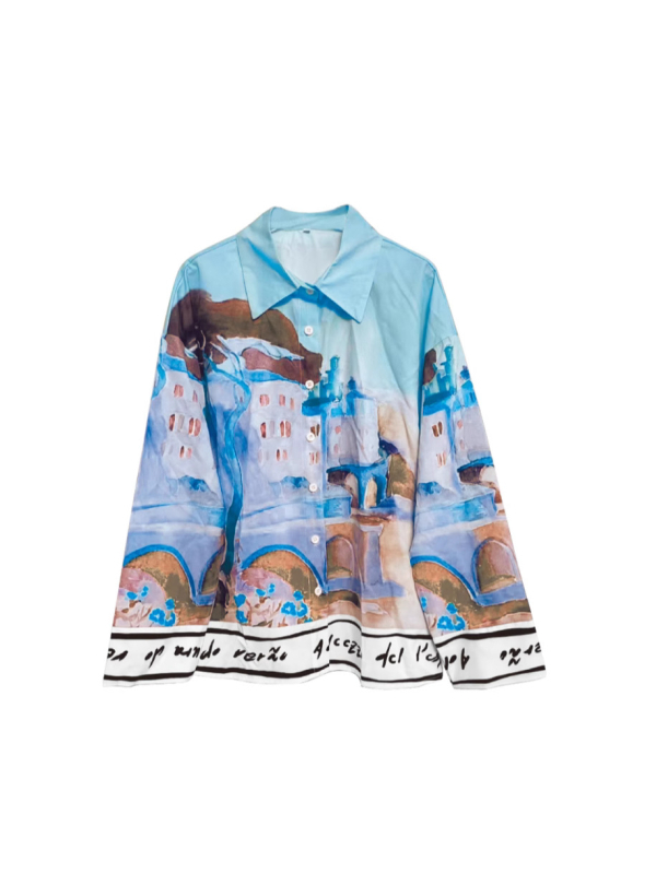 Női 2025-ös új, határokon átnyúló, exportált, nyomtatott, hosszú ujjú, divatos, tengerparti, napvédő, menő nyaralófelső