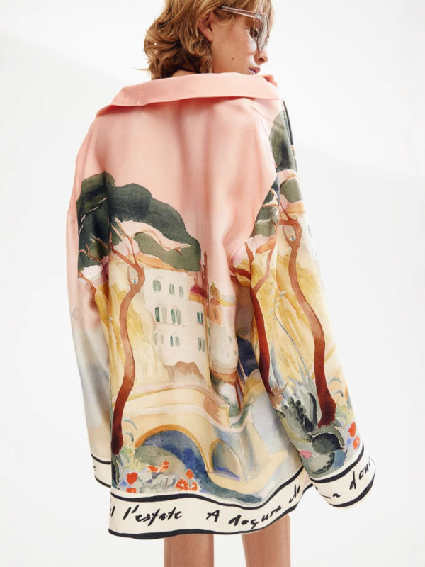 Női 2025-ös új, határokon átnyúló, exportált, nyomtatott, hosszú ujjú, divatos, tengerparti, napvédő, menő nyaralófelső