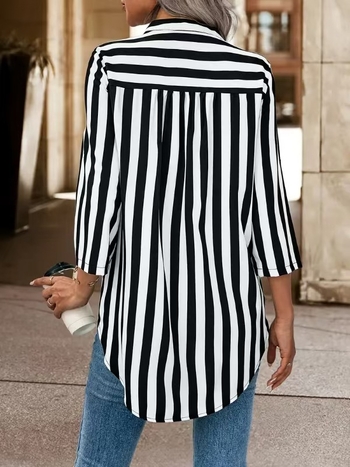 Európai és amerikai stílusú francia stílusú dizájn Sense Niche divatos öltöny Női szabálytalan mellény Világos, érett stílusú csíkos ing