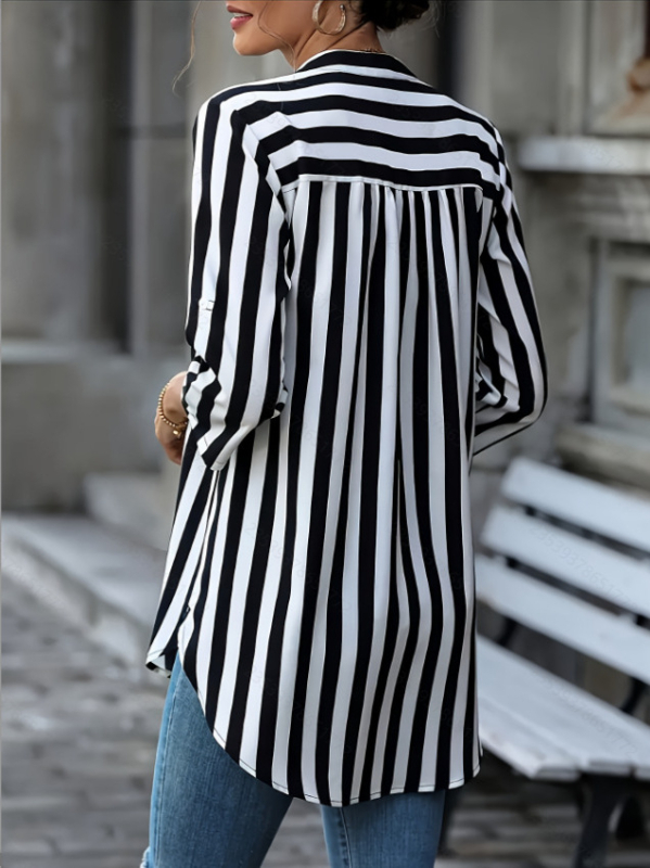 Európai és amerikai stílusú francia stílusú dizájn Sense Niche divatos öltöny Női szabálytalan mellény Világos, érett stílusú csíkos ing