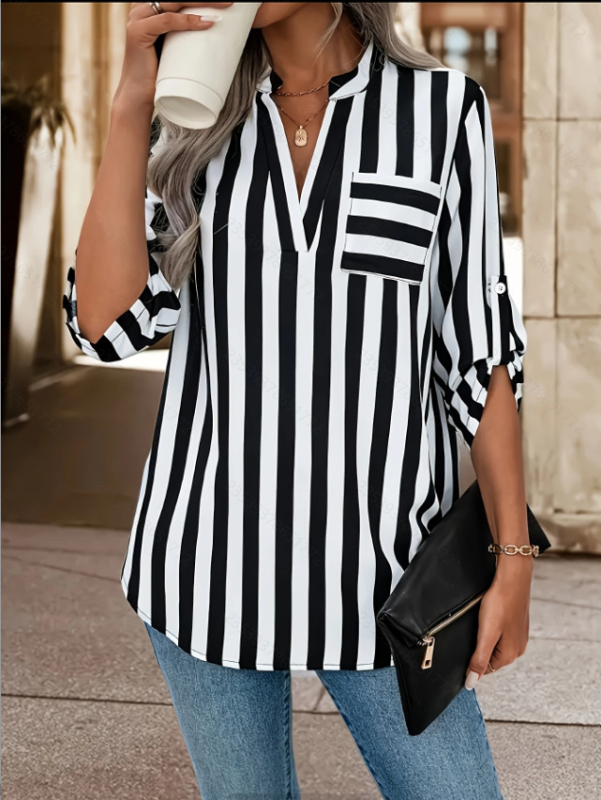 Európai és amerikai stílusú francia stílusú dizájn Sense Niche divatos öltöny Női szabálytalan mellény Világos, érett stílusú csíkos ing