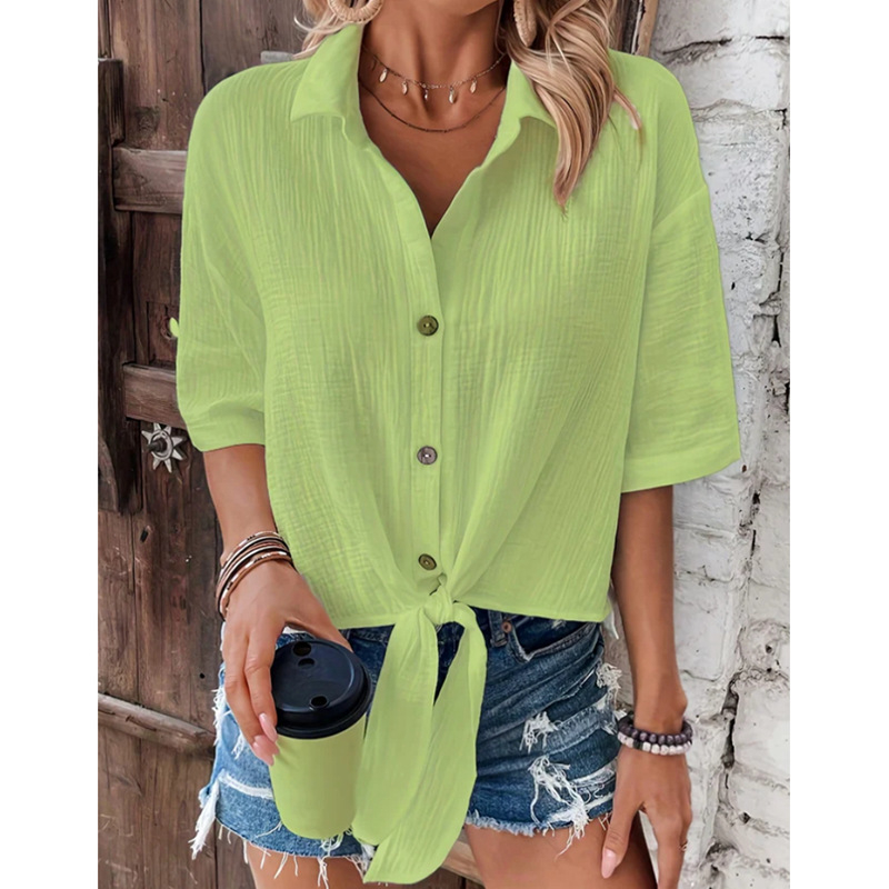 2025 tavaszi és nyári új Amazon Ebay Aliexpress határokon átnyúló női ingek európai és amerikai tiszta színű alkalmi női ingek