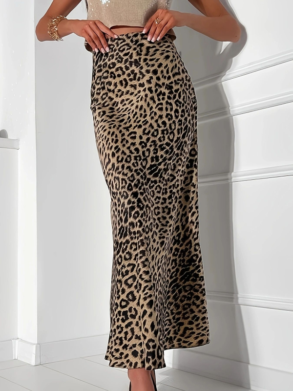Amazon Külkereskedelmi Kötött Szoknya Szexi Leopárdmintás Hosszú Szoknya Magas Derekú Eladó Rugalmas Hosszú Szoknya