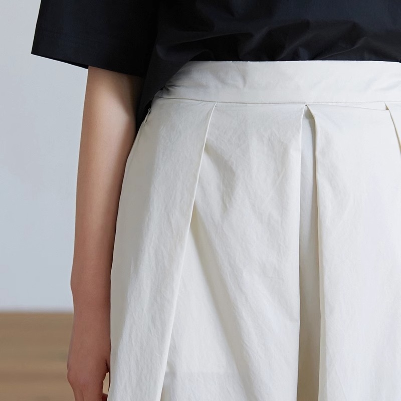 Előértékesítés Elegáns, nagyméretű lenge szoknya Női, rakott, fekete, irodalmi, lezser, középhosszú, A-vonalú szoknya Női nyári