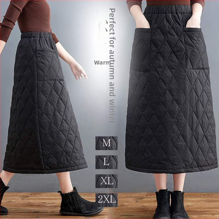 Őszi és téli japán és koreai új, vastagított pamut szoknya, szélálló szoknya