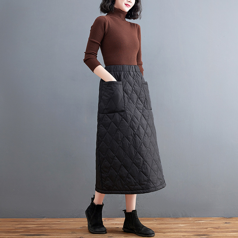 Őszi és téli japán és koreai új, vastagított pamut szoknya, szélálló szoknya