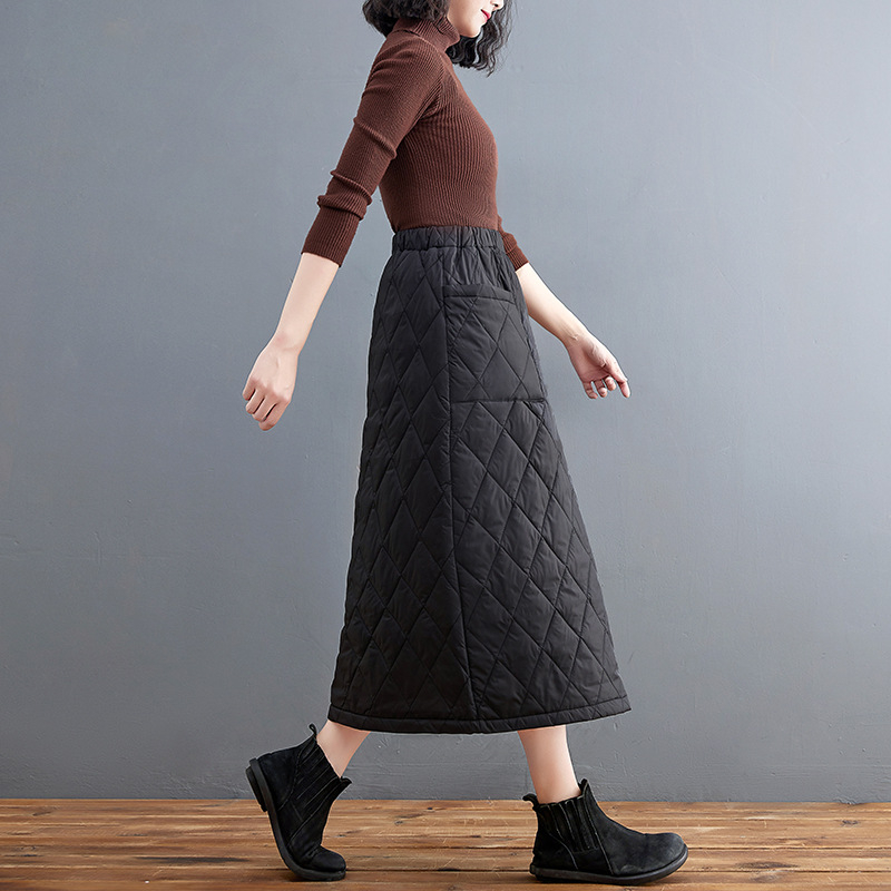 Őszi és téli japán és koreai új, vastagított pamut szoknya, szélálló szoknya
