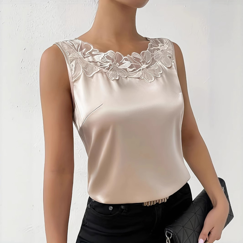 Nėriniuotos liemenėlės formos moteriški pavasario ir vasaros drabužiai 25 nauji dirbtinio šilko atlaso marškiniai be rankovių apačioje, viršutiniai drabužiai