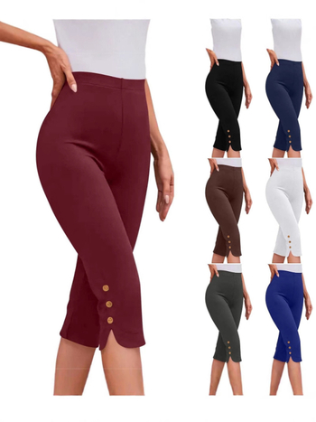 Határokon átnyúló 2025-ös nyári rugalmas, rövidített nadrág, magas derekú, karcsúsító, plus size női laza, lezser nadrág, leggings