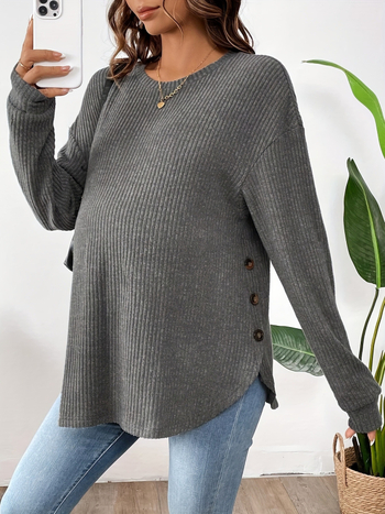 2025 Új, határokon átnyúló dropshipping kismamaruházat, kerek nyakú, lezser, hosszú ujjú póló, határokon átnyúló dropshipping