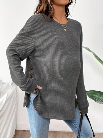 2025 Új, határokon átnyúló dropshipping kismamaruházat, kerek nyakú, lezser, hosszú ujjú póló, határokon átnyúló dropshipping