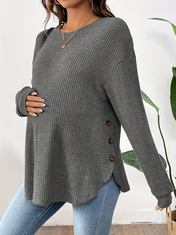 2025 Új, határokon átnyúló dropshipping kismamaruházat, kerek nyakú, lezser, hosszú ujjú póló, határokon átnyúló dropshipping