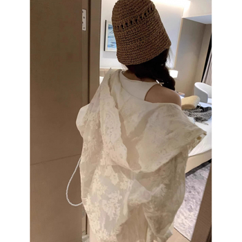 Ново китайско дантелено яке с висок клас, лято 2025, ново жилетка с качулка, бродирана слънчева риза