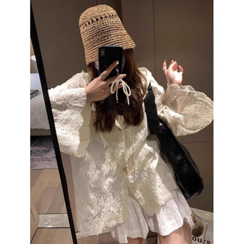 Ново китайско дантелено яке с висок клас, лято 2025, ново жилетка с качулка, бродирана слънчева риза