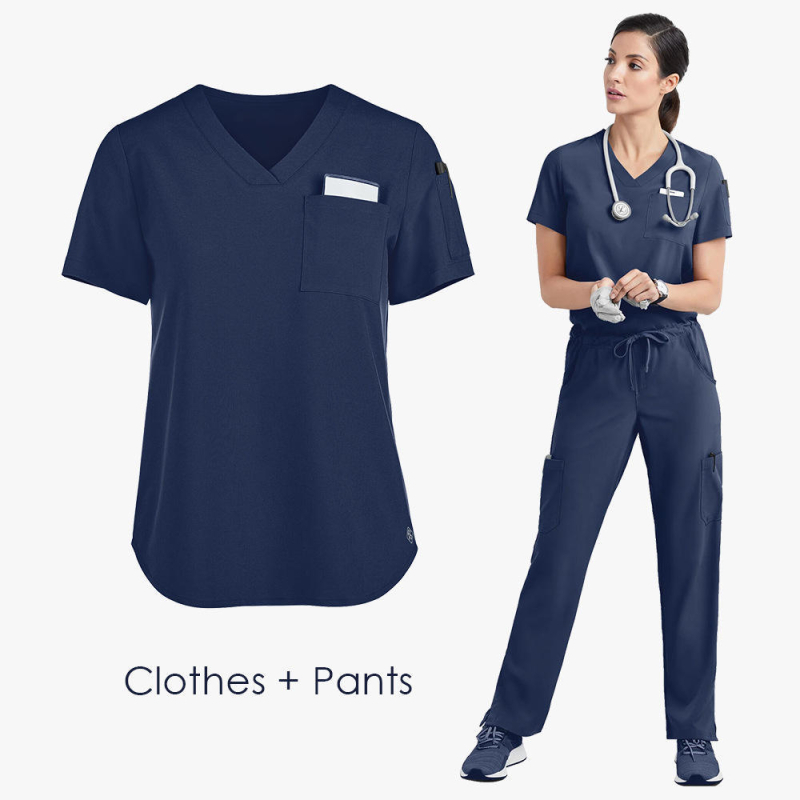 Amazoni Euroopa ja Ameerika lühikeste varrukatega V-kaelusega kirurgilised tööriided, õe riided, kätepesuriided, naiste ülikonnad, operatsioonitoa elastsed kirurgiariided