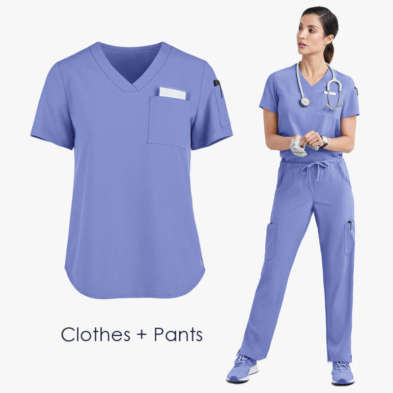 Amazoni Euroopa ja Ameerika lühikeste varrukatega V-kaelusega kirurgilised tööriided, õe riided, kätepesuriided, naiste ülikonnad, operatsioonitoa elastsed kirurgiariided