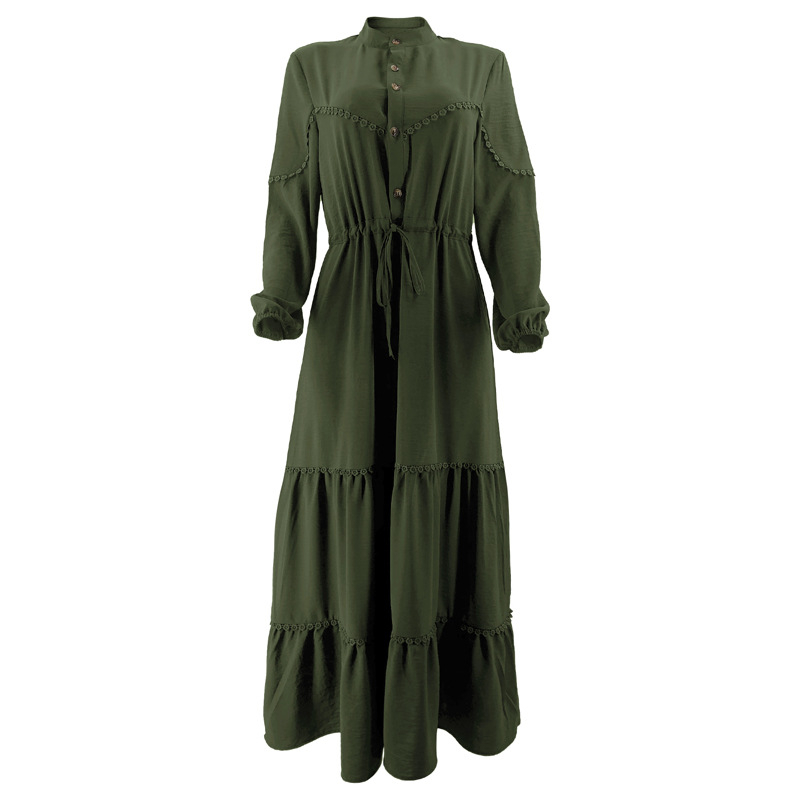 M2561 Közel-Kelet, határokon átnyúló, Amazon új, egyszínű garbó, hosszú, divatos, elegáns muszlim ruha