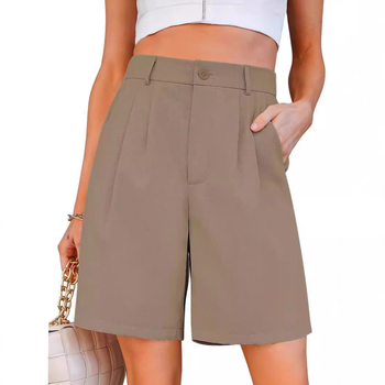 Európai és amerikai női rövidnadrágok, divatos, lezser, magas derekú, nyári, rugalmas derekú, rakott ruha, zsebes rövidnadrág