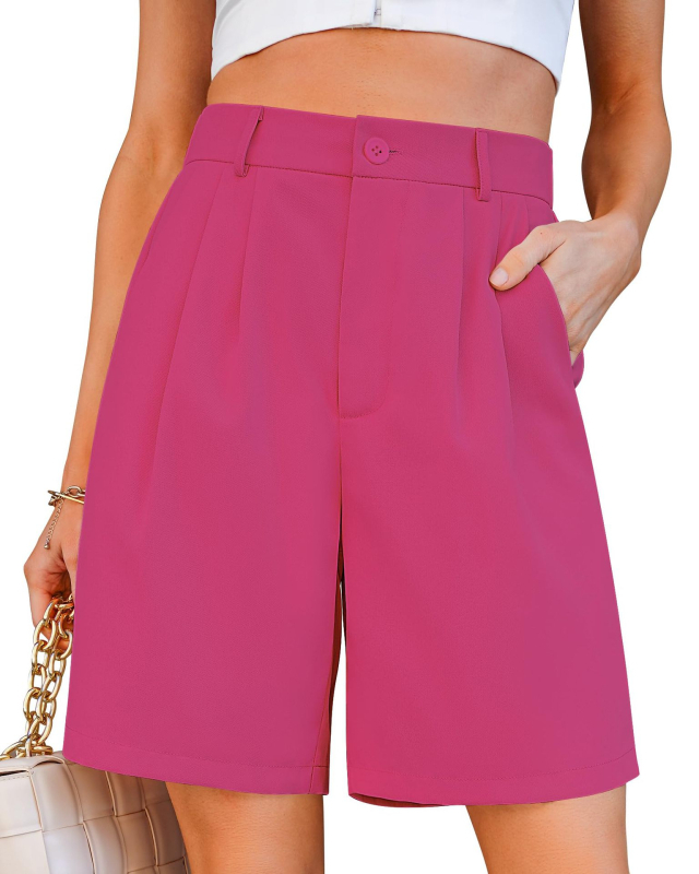 Európai és amerikai női rövidnadrágok, divatos, lezser, magas derekú, nyári, rugalmas derekú, rakott ruha, zsebes rövidnadrág