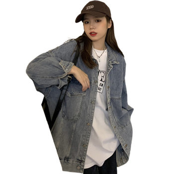 Γυναικείο τζιν παλτό 2024 με νέο σχέδιο niche, χαλαρό, ανοιξιάτικο και φθινοπωρινό στυλ, μεσαίου μήκους, κομψό τοπ, μοντέρνο