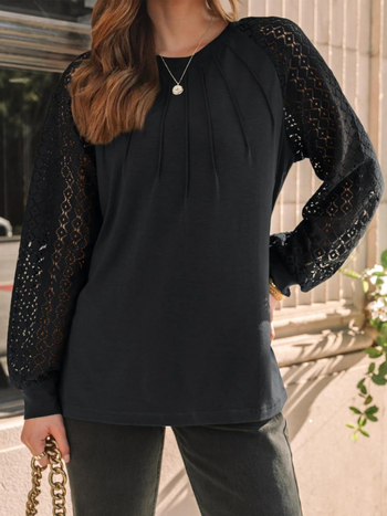 2025 Трансграничен Amazon Независим сайт Дамски топове с дълъг ръкав, дантела, ежедневни, плетени, модни, универсални