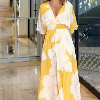 Fd1620 foltos európai és amerikai határokon átnyúló ruha export női nyomtatott hosszú szoknya hát nélküli nyomtatott strandruha