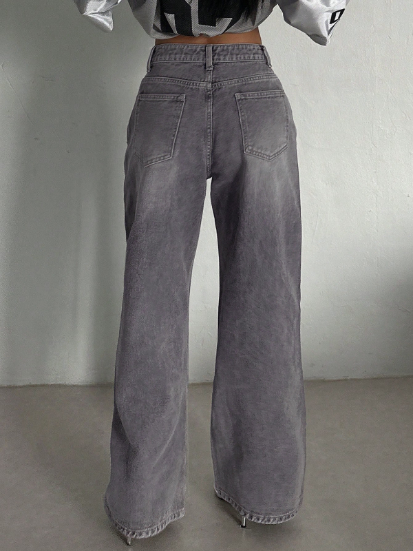 Határokon átnyúló külkereskedelem Amazon európai és amerikai stílusú lezser egyenes szabású, laza, mosott farmernadrág női sokoldalú nadrágok