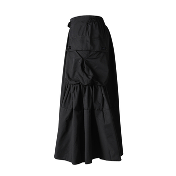 Γυναικεία φούστα με μεγάλη τσέπη και ψηλή μέση, νέο στυλ φθινοπώρου, πλισέ σχέδιο, casual ρετρό μακριά φούστα με μεγάλο στρίφωμα