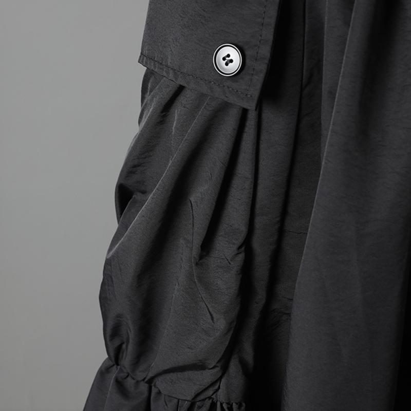 Sötét fazonú, nagy zsebes, magas derekú női szoknya, őszi új stílus, rakott fazon, lezser retró hosszú szoknya széles szegéllyel